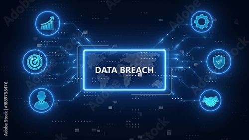 Wallpaper Mural Data Breach concept and Most Common Causes vector icons set infographic background.Blue Neon Digital Technology Background Torontodigital.ca