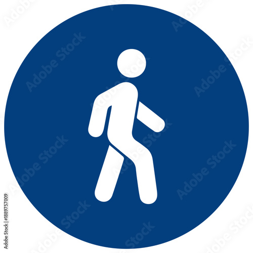 Pedestrian pathway blue mandatory traffic sign vector illustration
