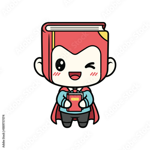 Cute Bookworm Character Holding a Book