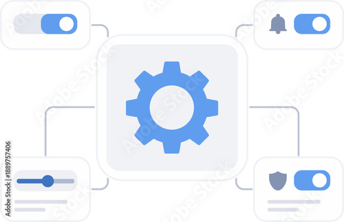 System Configuration and Automation Control Dashboard Flat Vector