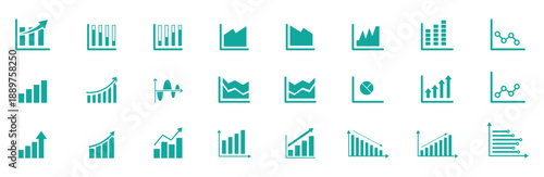 Growth thin line icons set. Improvement, growing graph icon. Editable stroke. Vector