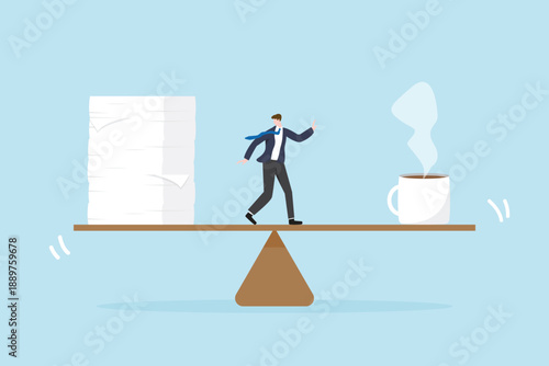 Work Life Balance Concept with Businessman Balancing Work and Rest.