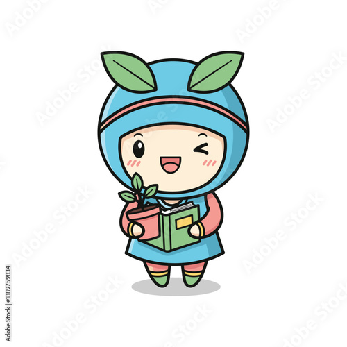 Cute Bunny Girl Reading a Book