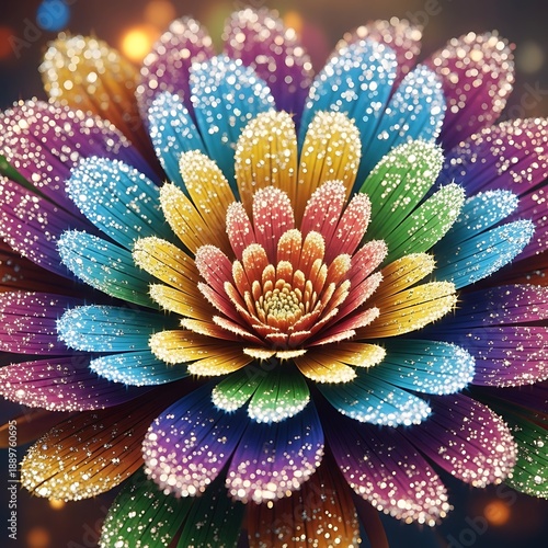 Wallpaper Mural Vividly colored bloom covered in sparkling light catching particles displays intricate detail Torontodigital.ca