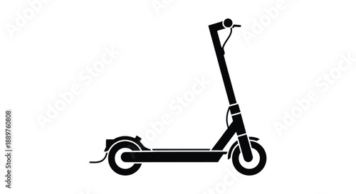 A black electric scooter depicted in a striking silhouette