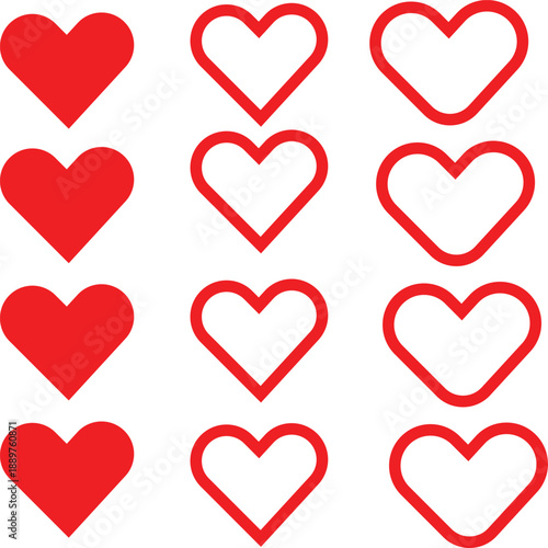 set of red hearts