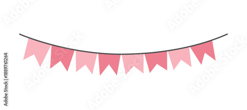 Pink Pennant Flags Garland for Celebration. Pink Bunting Banner for Celebration Design. Minimal Pink Party Garland with Flags