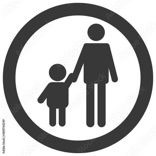 Children only with parents vector icon stock illustration