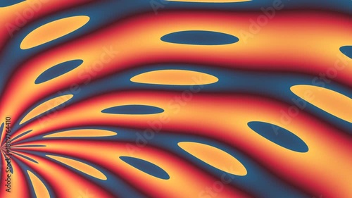 Abstract Flower Pattern Animation with Moving Retro Shapes and Warm Colors