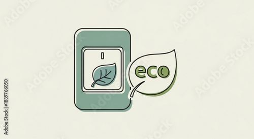 Eco Friendly Light Switch with Green Leaf Symbolizing Sustainability