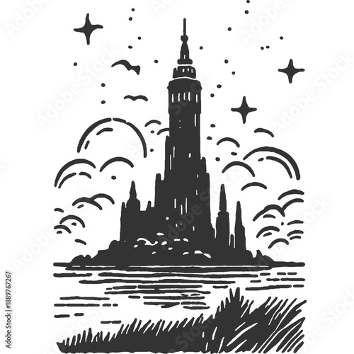 Illusion of a Better World Vintage Illustration Vector