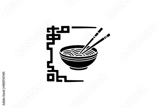 Pad Thai Restaurant logo with wok and noodles.
