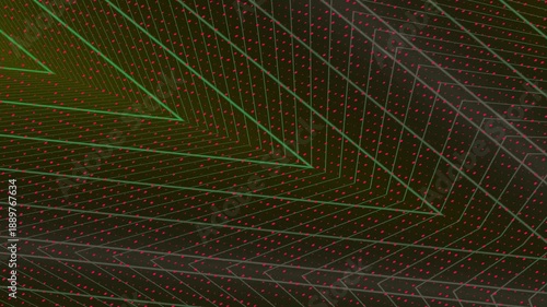 Abstract Geometric Pattern Moving with Red Dots and Lines Animation