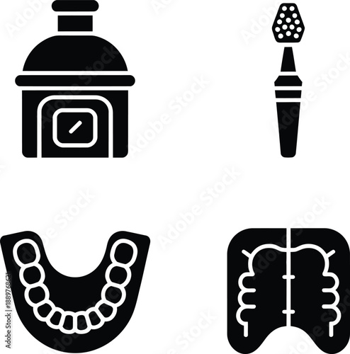 Black and white dental care teeth toothbrush timer