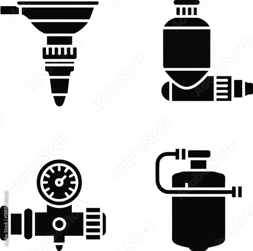 Black and white of spray paint equipment tools painting