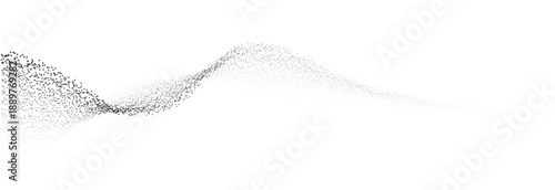 Flowing dot particles wave pattern halftone black gradient smooth curve shape isolated on transparent background. Vector in concept of technology, science, music, modern.