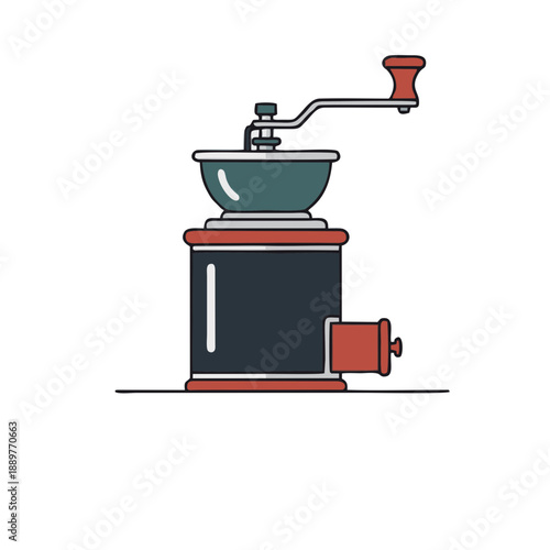 vintage manual coffee grinder icon for traditional cafe and barista equipment