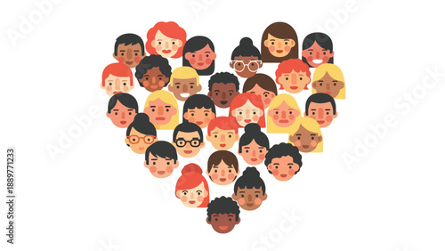 Illustration of diverse people forming a heart shape to promote awareness and unity against racial discrimination on International Day for the Elimination of Racial Discrimination on March 21.