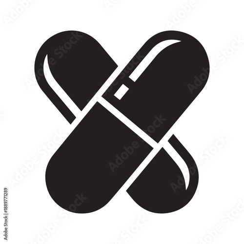 Two Medical Capsules Pill Icon Vector Illustration for Healthcare and Pharmacy
