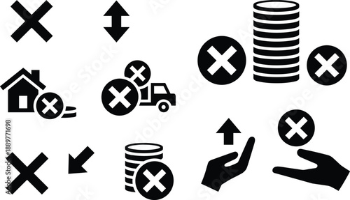 Black and white with crosses and arrows stack