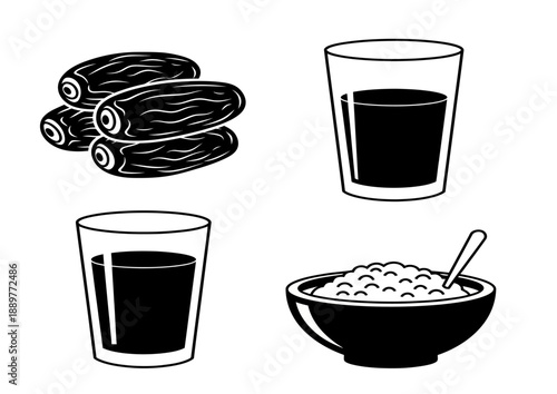 Assorted food and drink items