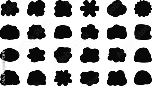 Black irregular shapes arranged in a grid pattern