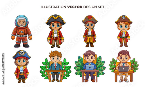 Children Dressed as Pirates and Astronauts in Colorful Costumes