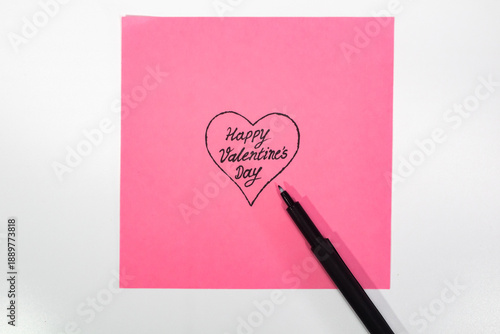 Принти на полотні Handwritten Romantic Note on Pink Paper with Pen