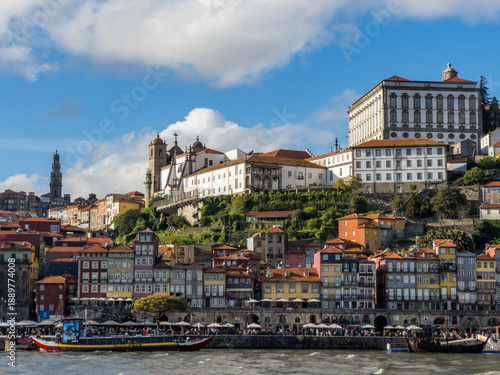 View over the Rio Douro towards the old town of Porto, Portugal.