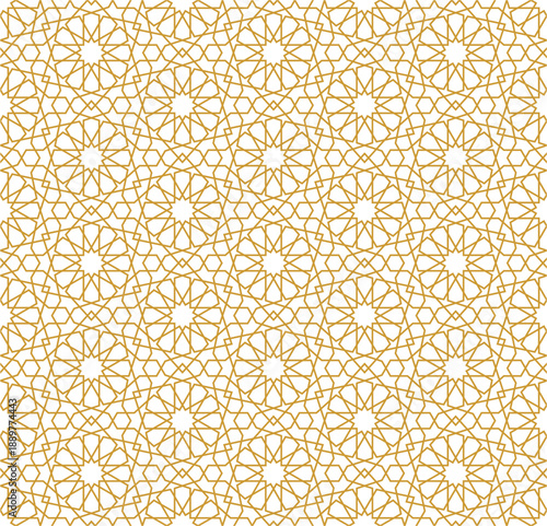 Golden Islamic Geometric Seamless Pattern
