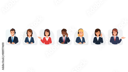 Illustration of diverse business professionals in a row, promoting awareness for International Day of Elimination of Racial Discrimination and Anti-racism with a flat design on a white background.