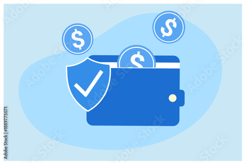 Make money online concept, Big wallet and stack of coin, online payment, e transfer digital wallet vector illustration