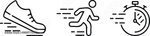 sport running fast line icon set man clock shoes vector illustration design 