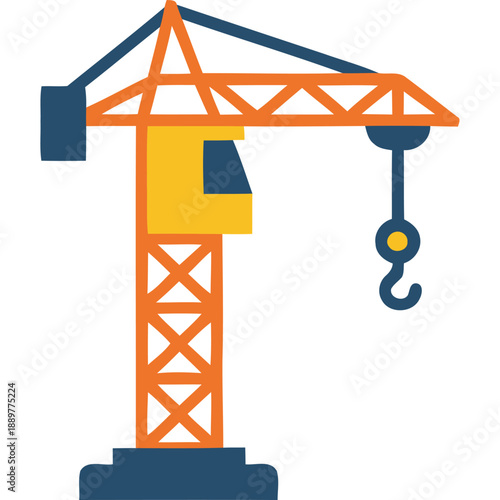Crane lifting heavy load on construction site, viewed from below, illustrating industry and technology
