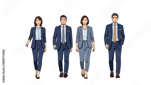 Illustration of diverse business professionals walking together in awareness of International Day for Elimination of Racial Discrimination and Anti-racism, promoting unity and equality on a clean
