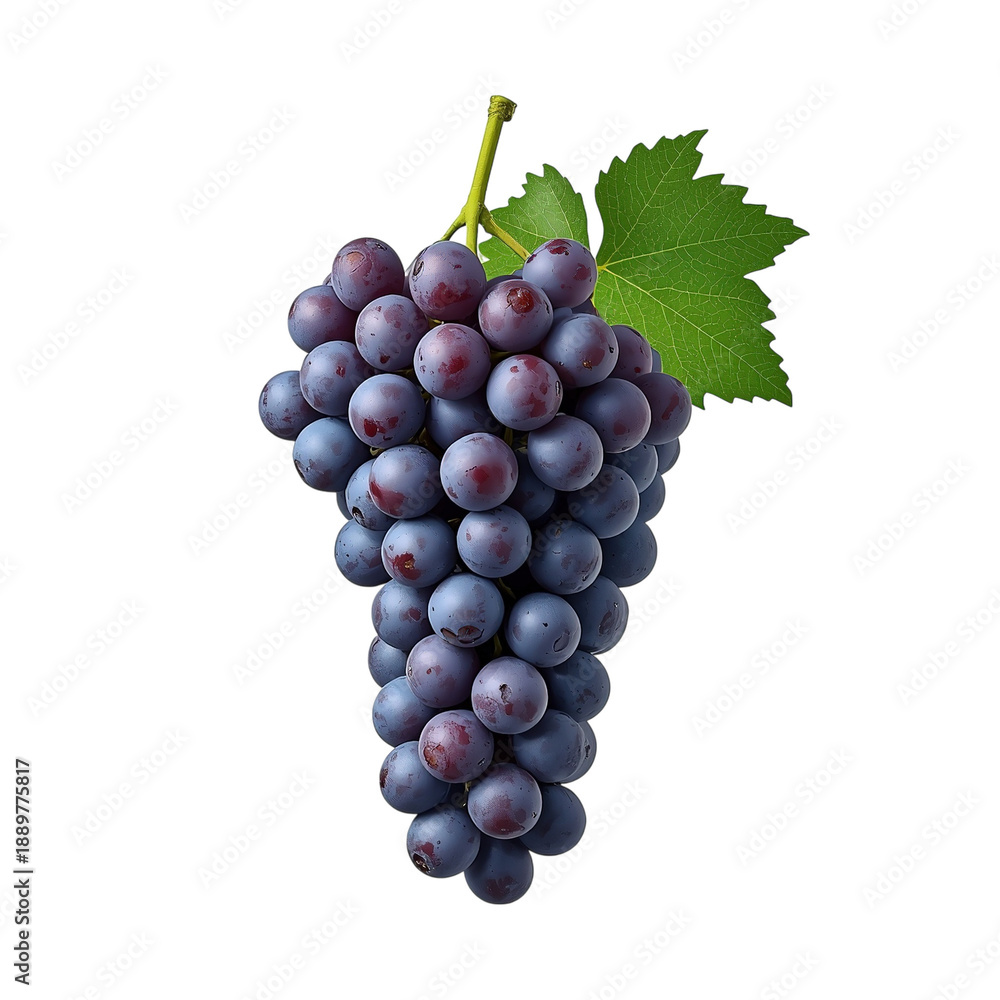 Fototapeta premium A fresh bunch of black grapes isolated in white background photo 