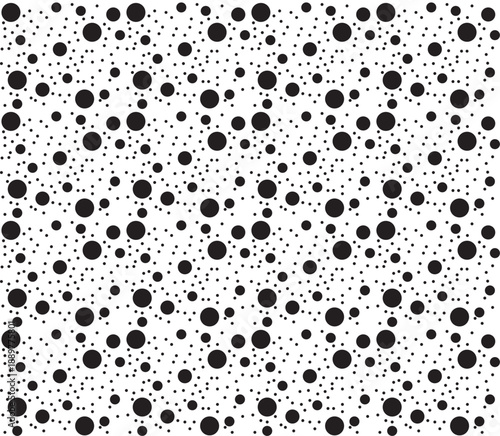 Seamless Black Polka Dot Pattern on White Background, Minimalist Abstract Circle Texture for Multi-Purpose Design
