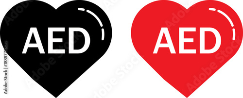 Aed heart symbol vector icons