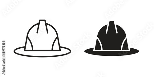 Safety helmet icons for design. Easily editable stroke. Modern flat design.