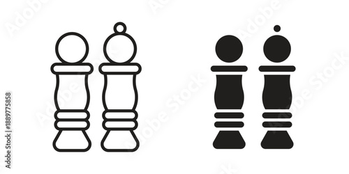 Salt and pepper icons for design. Easily editable stroke. Modern flat design.