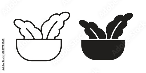 Salad icons for design. Easily editable stroke. Modern flat design.