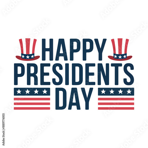 A graphic design celebrating Presidents Day with patriotic elements and text.