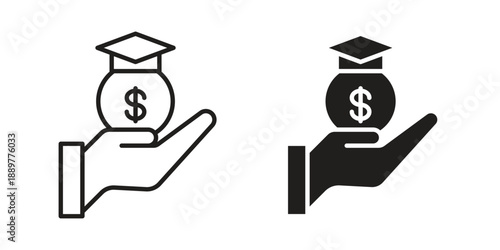 School fees icons for design. Easily editable stroke. Modern flat design.