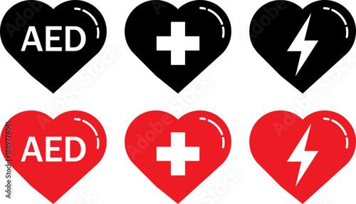 First aid symbols for aed and cpr
