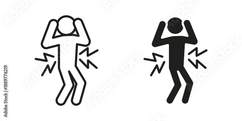 Shocked human icons for design. Easily editable stroke. Modern flat design.