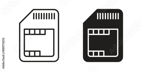 Sim icons for design. Easily editable stroke. Modern flat design.