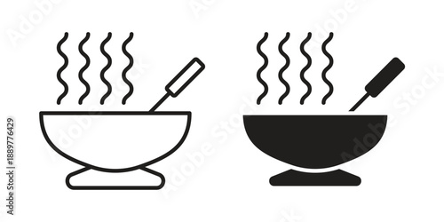 Soup bowl icons for design. Easily editable stroke. Modern flat design.