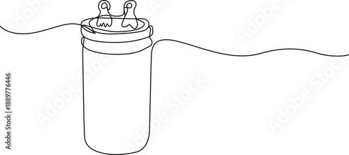 Cylindrical device with wires and clips Vector