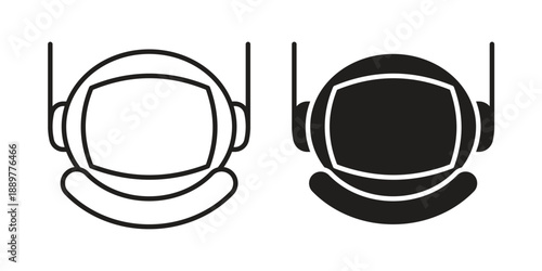 Space helmet icons for design. Easily editable stroke. Modern flat design.