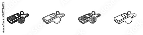 Sketch volleyball whistle icon design set